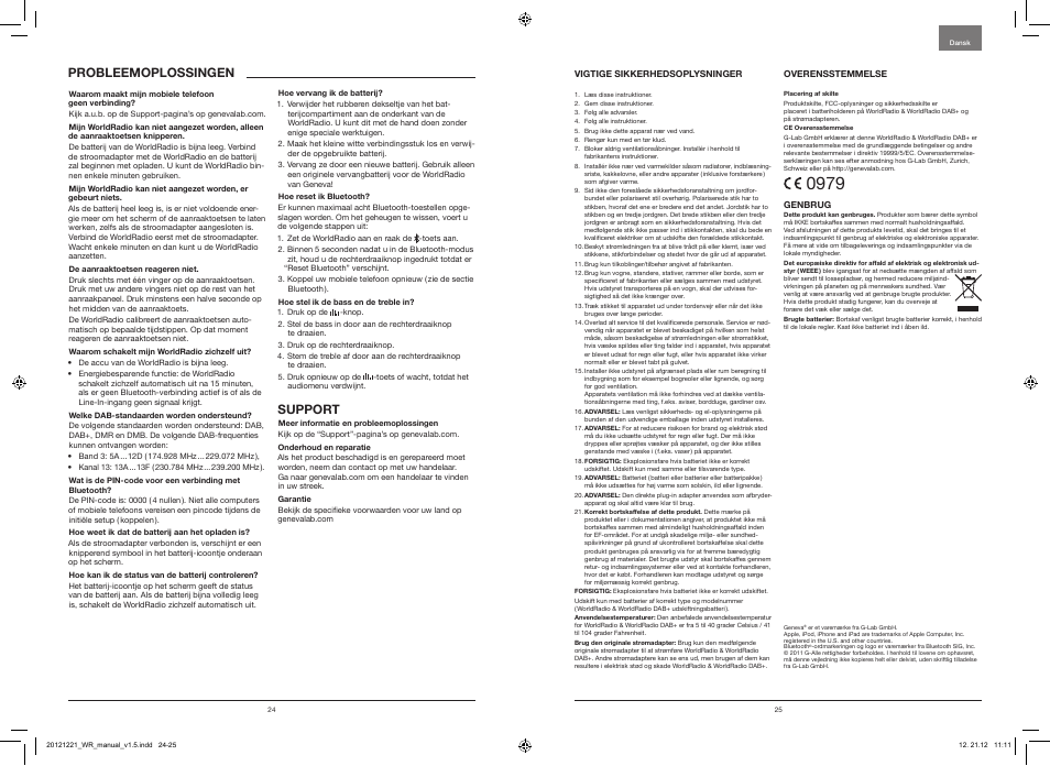 Probleemoplossingen, Support | Geneva Lab WorldRadio DAB+ User Manual | Page 14 / 40