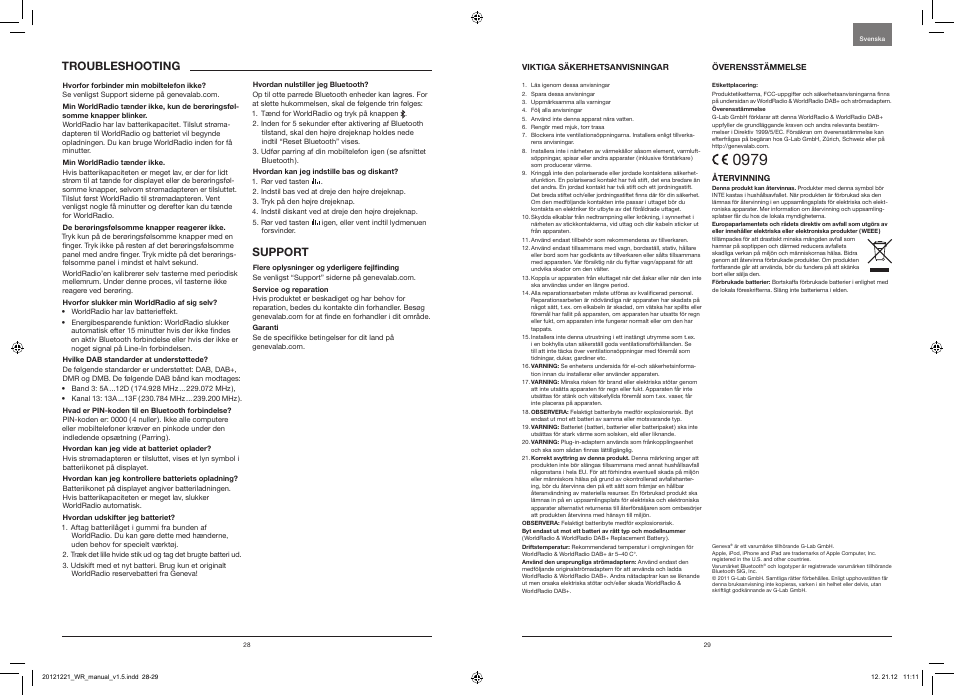 Troubleshooting, Support | Geneva Lab WorldRadio DAB+ User Manual | Page 16 / 40