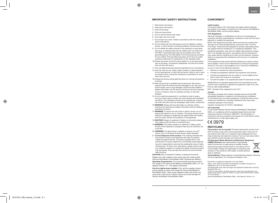 Geneva Lab WorldRadio DAB+ User Manual | Page 2 / 40