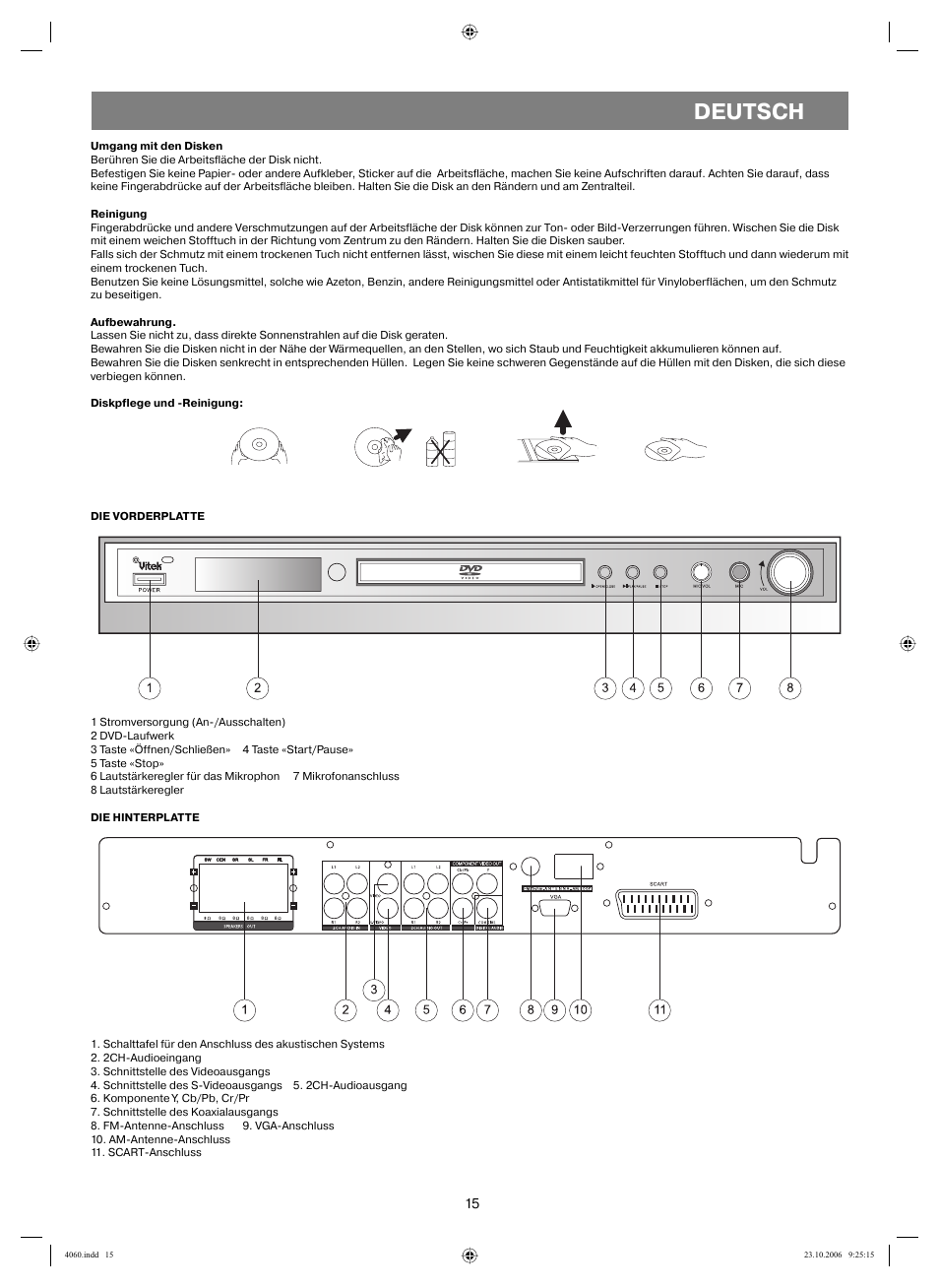 Deutsch | Vitek VT-4060 SR User Manual | Page 15 / 60