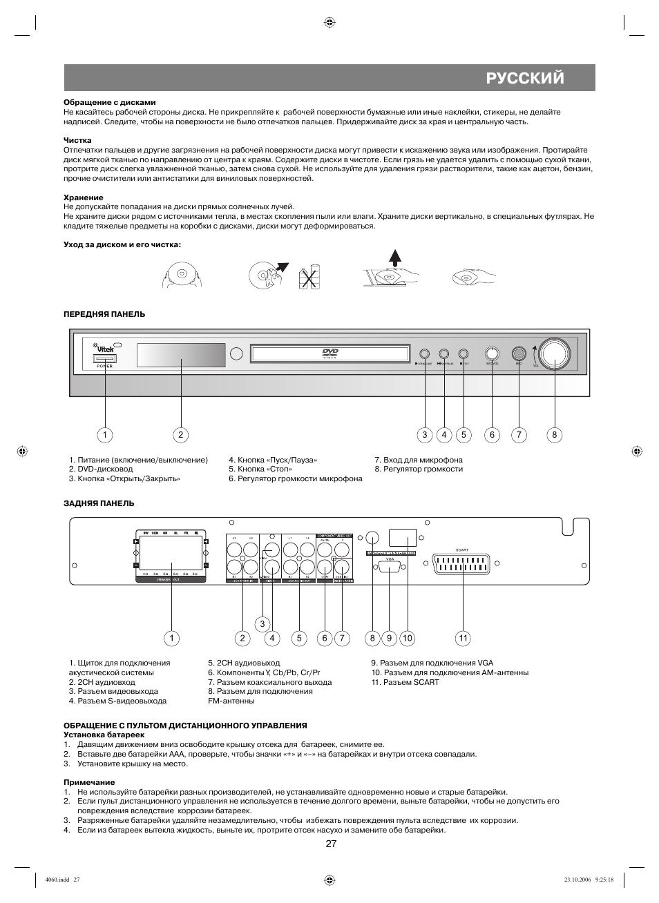 Русский | Vitek VT-4060 SR User Manual | Page 27 / 60