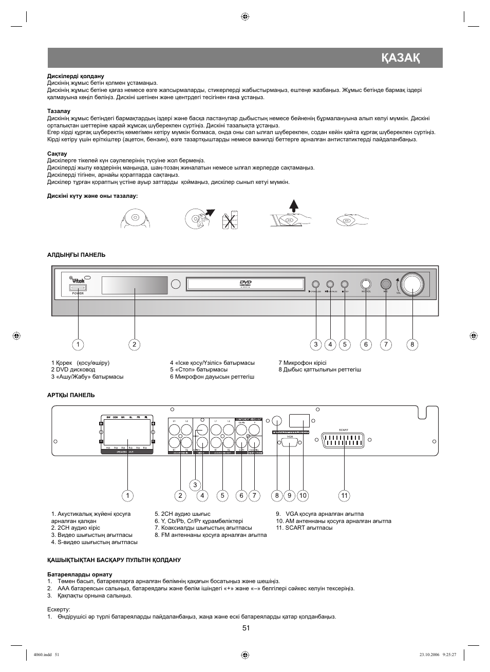 Қазақ | Vitek VT-4060 SR User Manual | Page 51 / 60