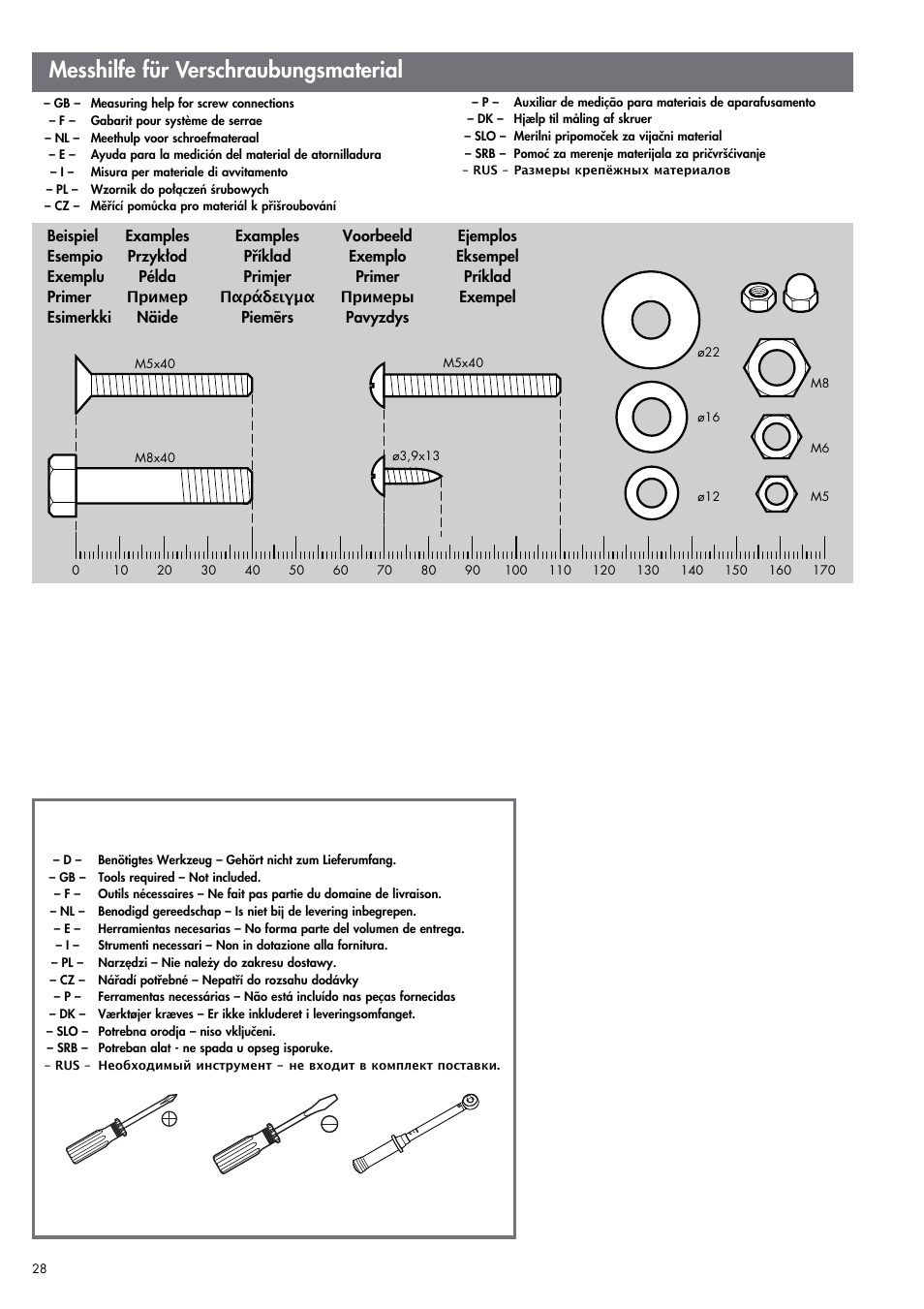 Messhilfe für verschraubungsmaterial | Kettler UNIX EX (maintenance) User Manual | Page 4 / 20