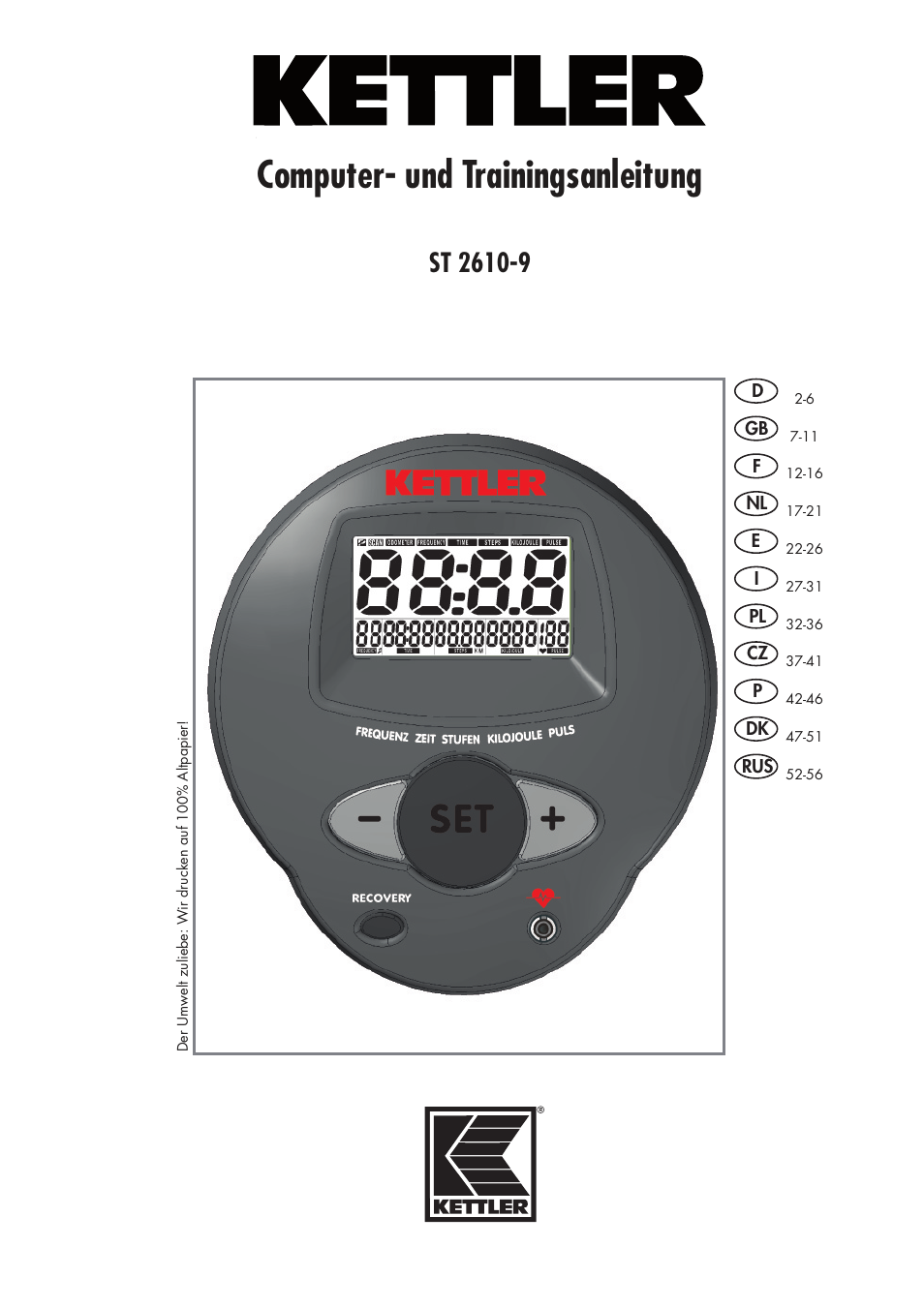 Kettler Montana (training computer) User Manual | 10 pages