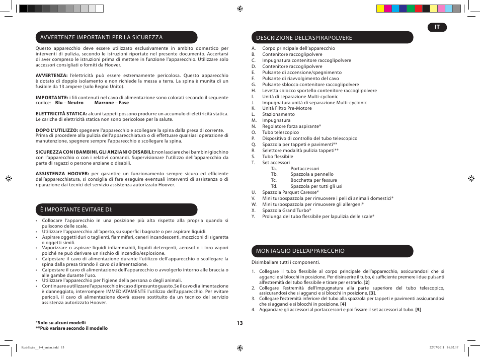 Hoover RUSH EXTRA TRE 420 019 User Manual | Page 15 / 71