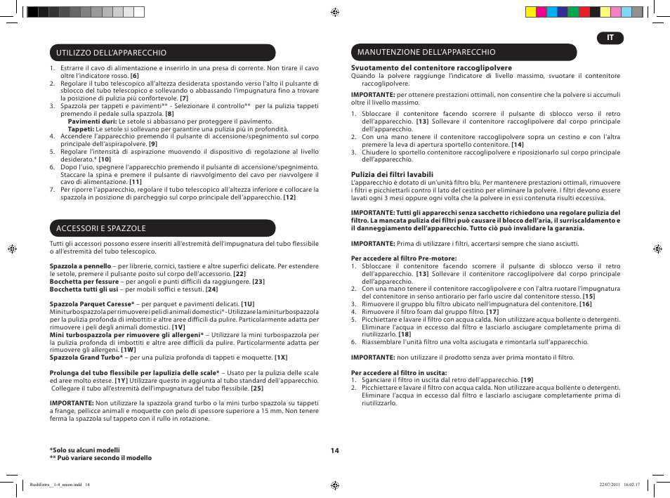 Hoover RUSH EXTRA TRE 420 019 User Manual | Page 16 / 71