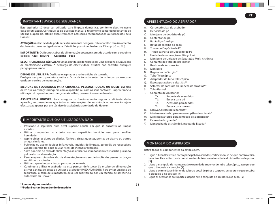 Hoover RUSH EXTRA TRE 420 019 User Manual | Page 23 / 71