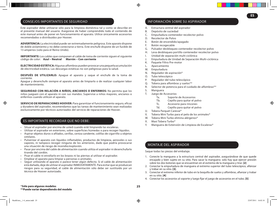 Hoover RUSH EXTRA TRE 420 019 User Manual | Page 27 / 71