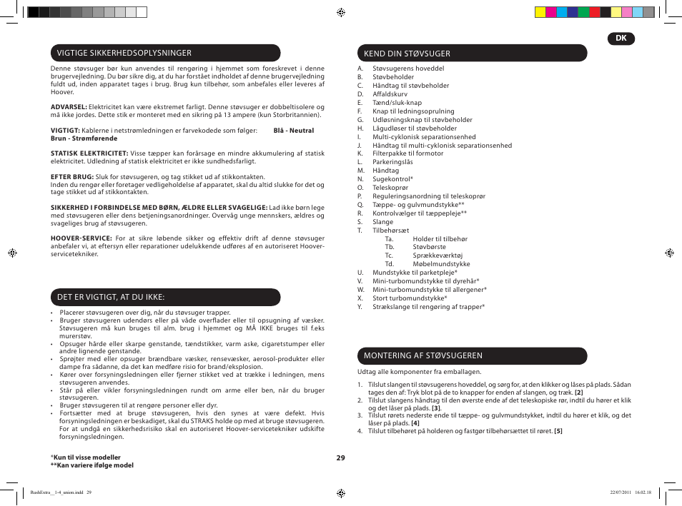 Hoover RUSH EXTRA TRE 420 019 User Manual | Page 31 / 71