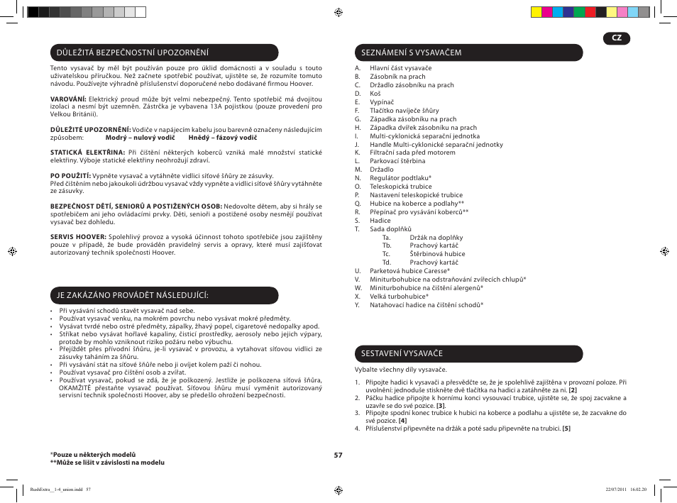 Hoover RUSH EXTRA TRE 420 019 User Manual | Page 59 / 71