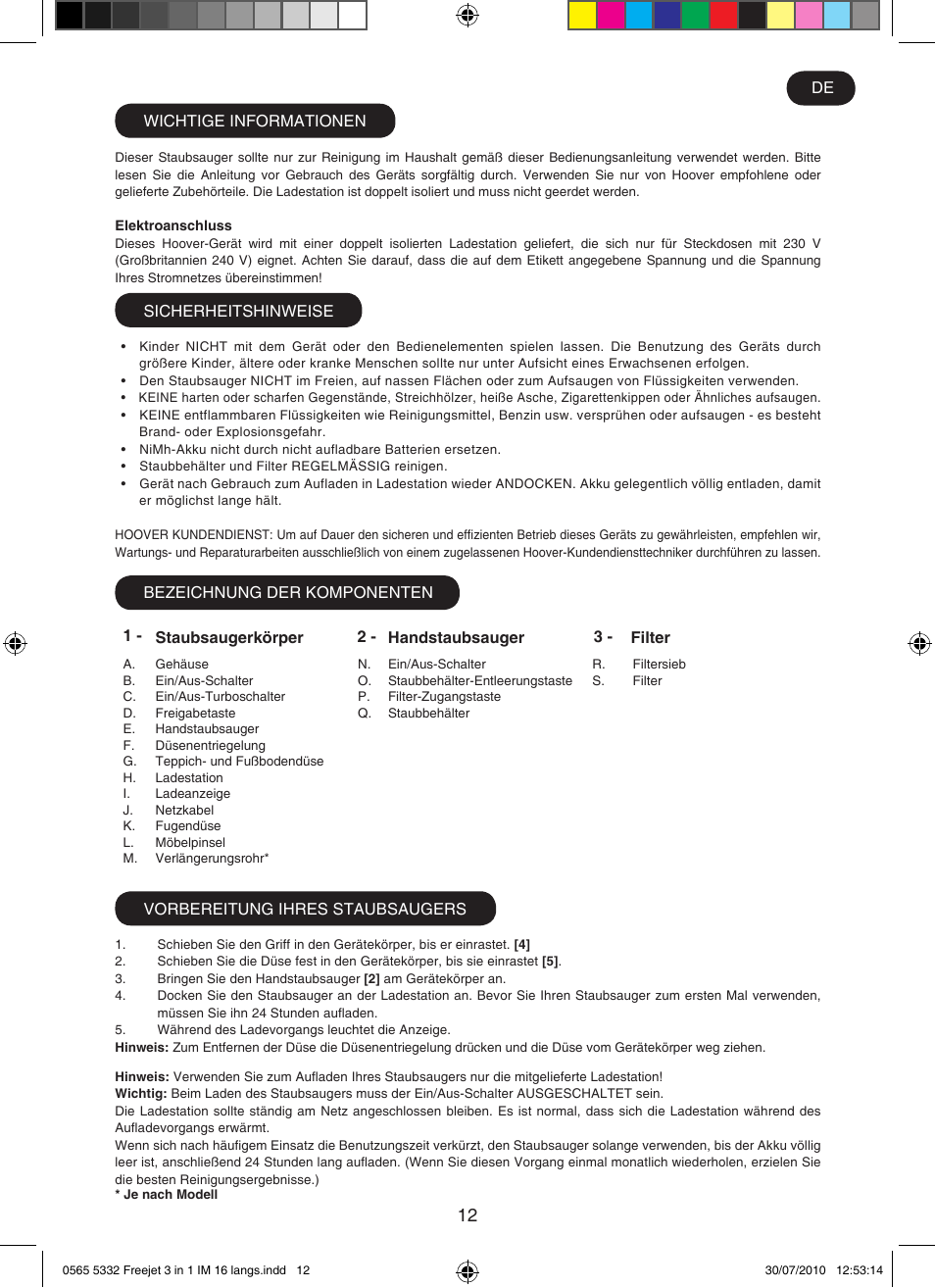 Hoover FREEJET FJ180B2 011 User Manual | Page 12 / 50