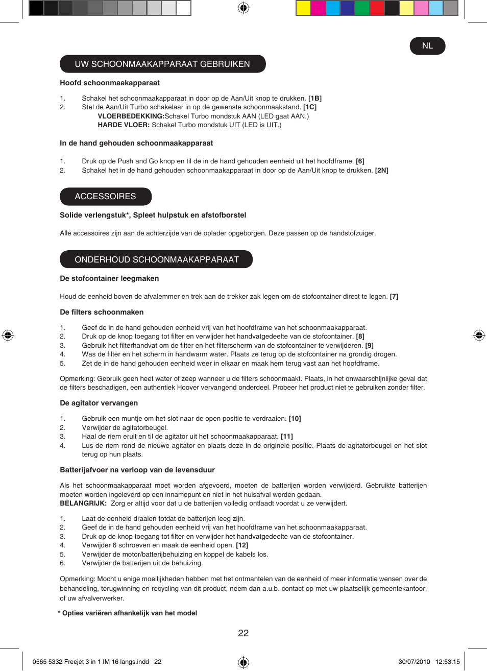 Hoover FREEJET FJ180B2 011 User Manual | Page 22 / 50