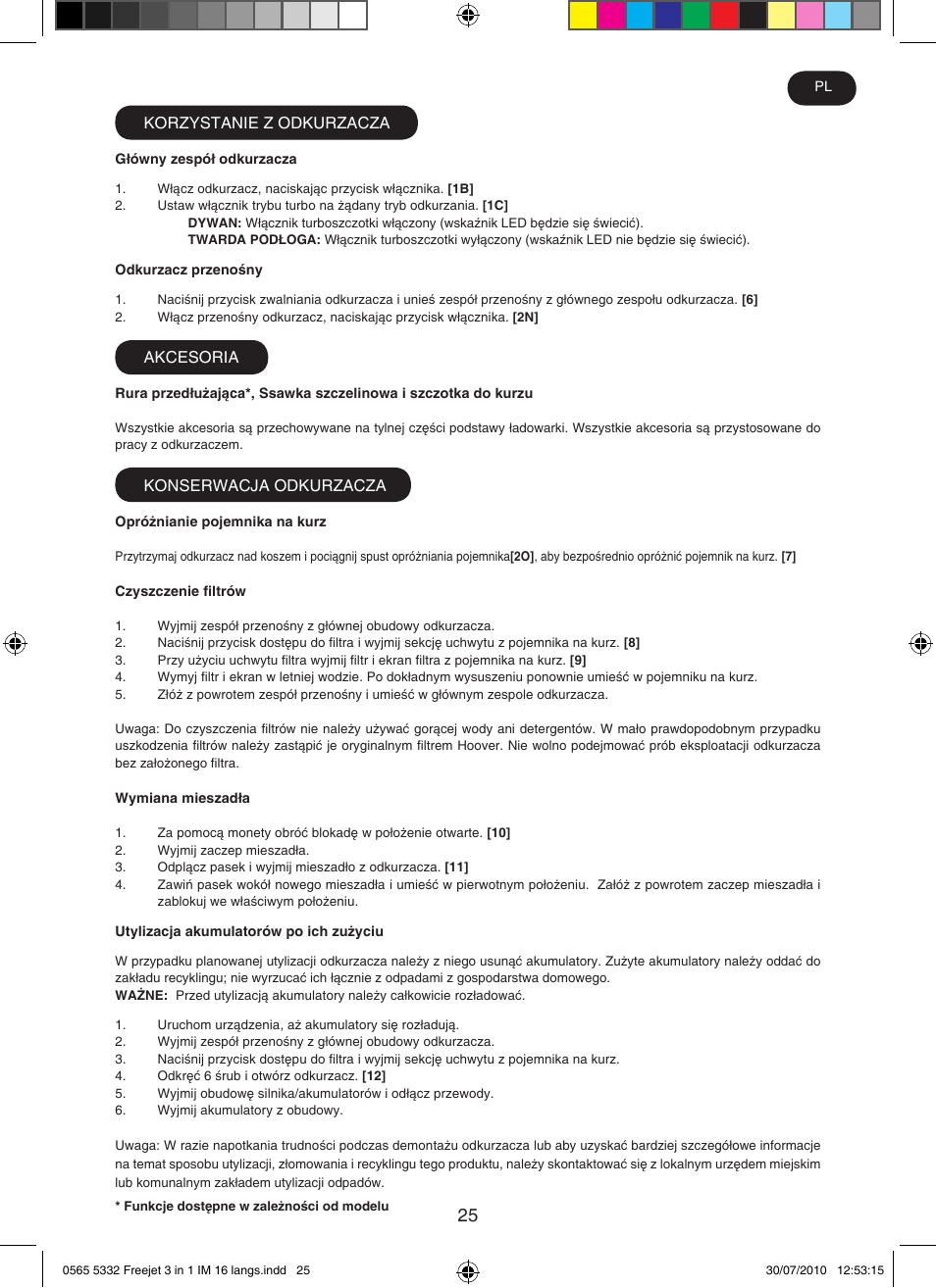 Hoover FREEJET FJ180B2 011 User Manual | Page 25 / 50