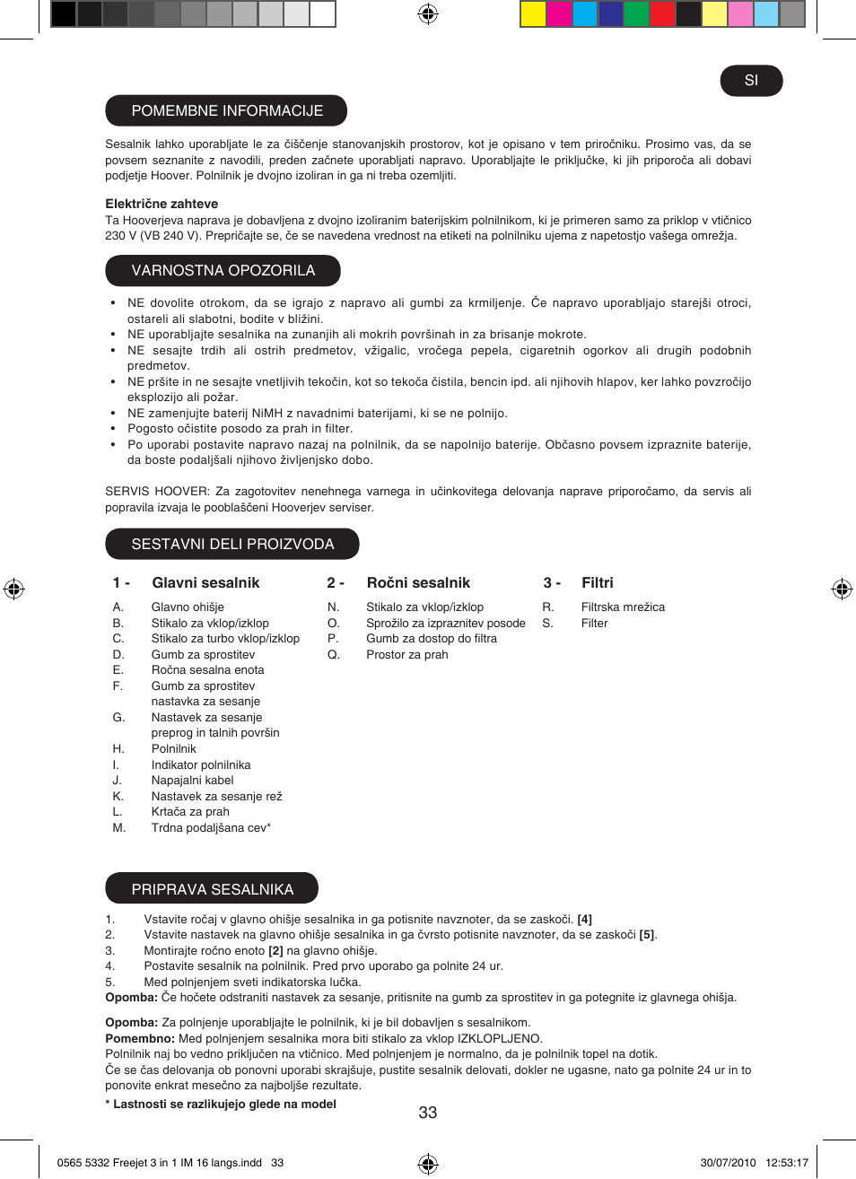 Hoover FREEJET FJ180B2 011 User Manual | Page 33 / 50