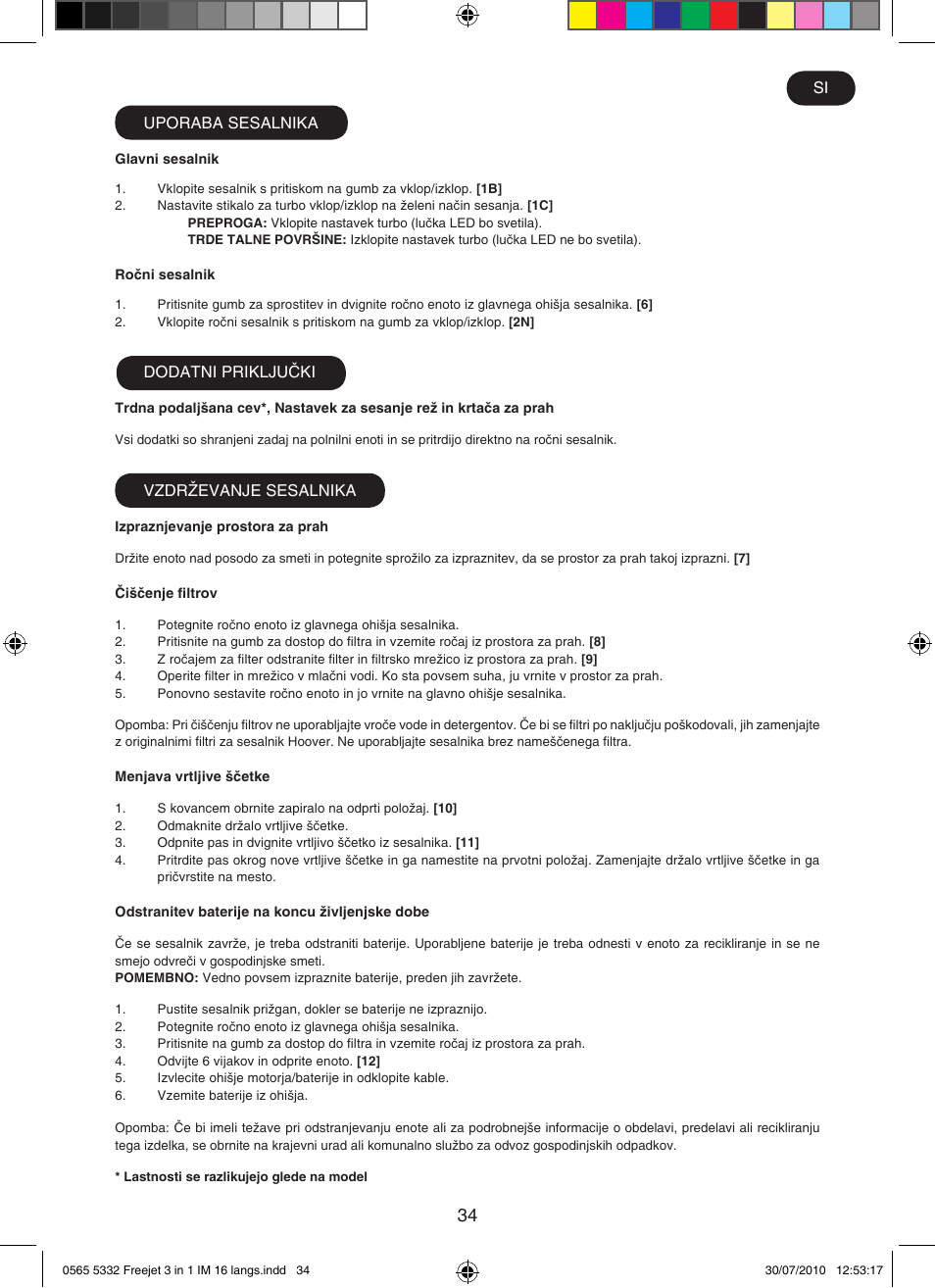 Hoover FREEJET FJ180B2 011 User Manual | Page 34 / 50