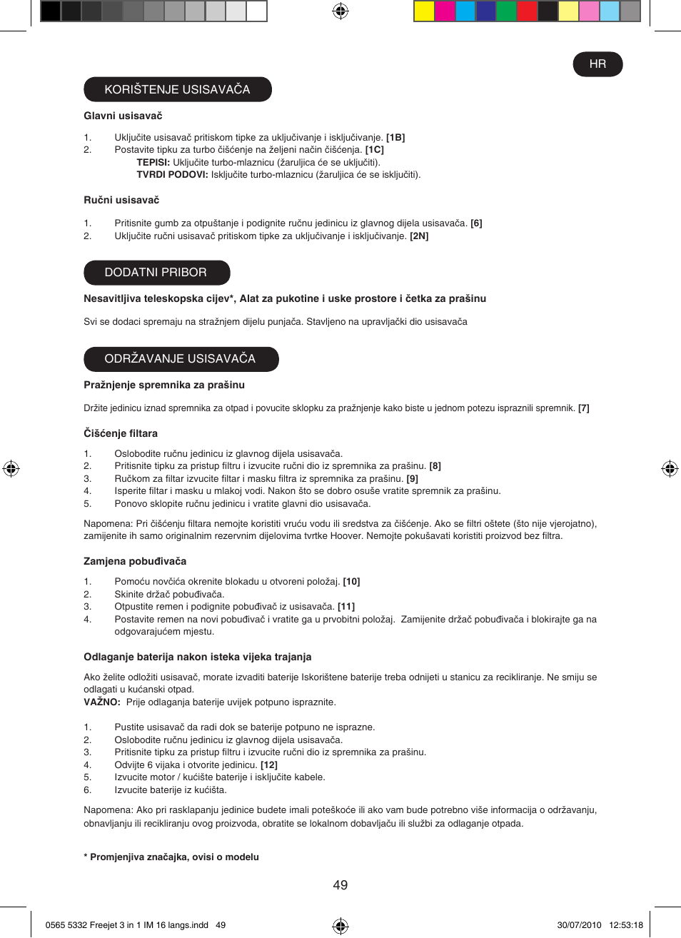 Hoover FREEJET FJ180B2 011 User Manual | Page 49 / 50