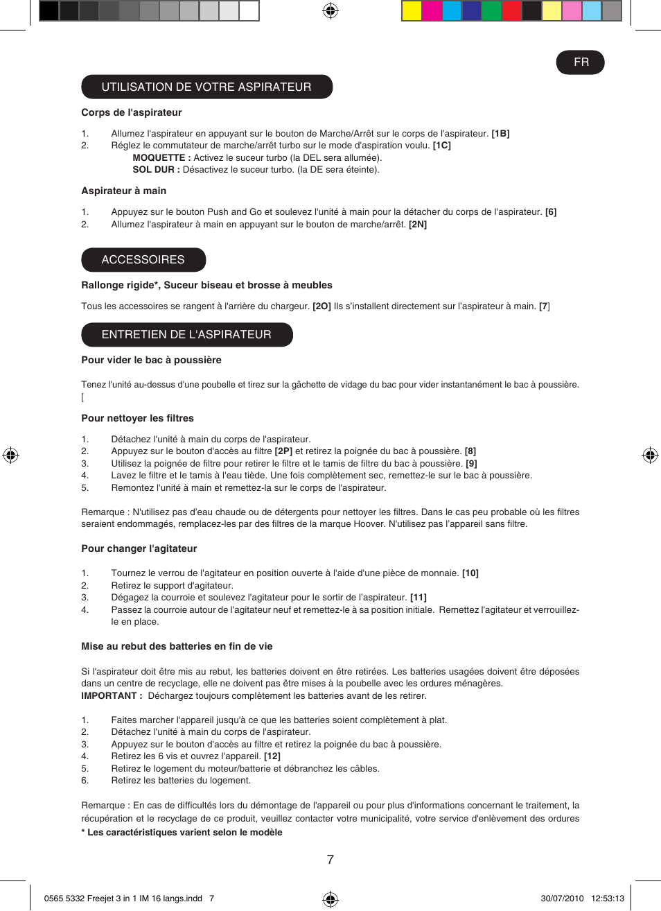 Hoover FREEJET FJ180B2 011 User Manual | Page 7 / 50