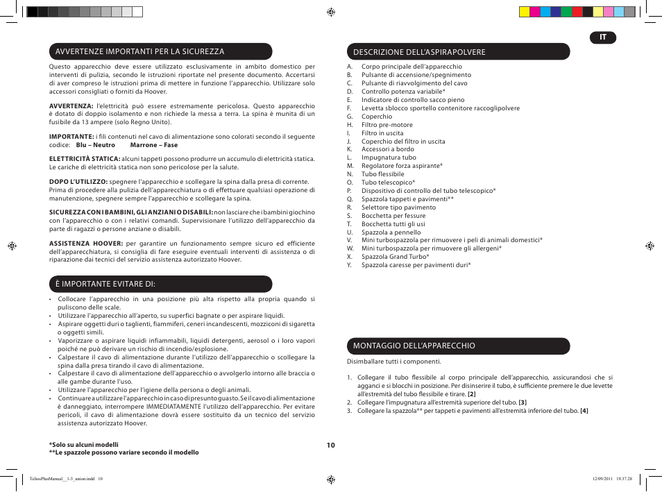 Hoover TELIOS PLUS TTE 2304 019 User Manual | Page 12 / 56