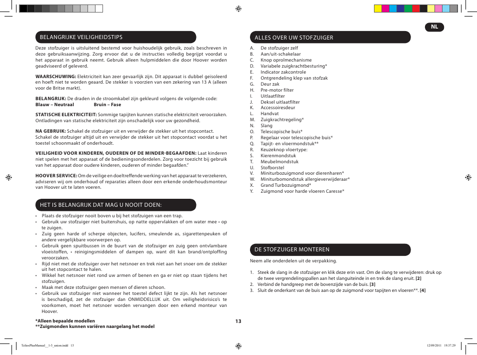 Hoover TELIOS PLUS TTE 2304 019 User Manual | Page 15 / 56