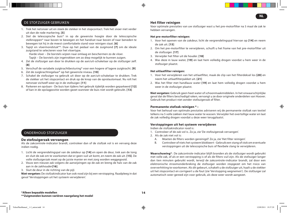 Hoover TELIOS PLUS TTE 2304 019 User Manual | Page 16 / 56