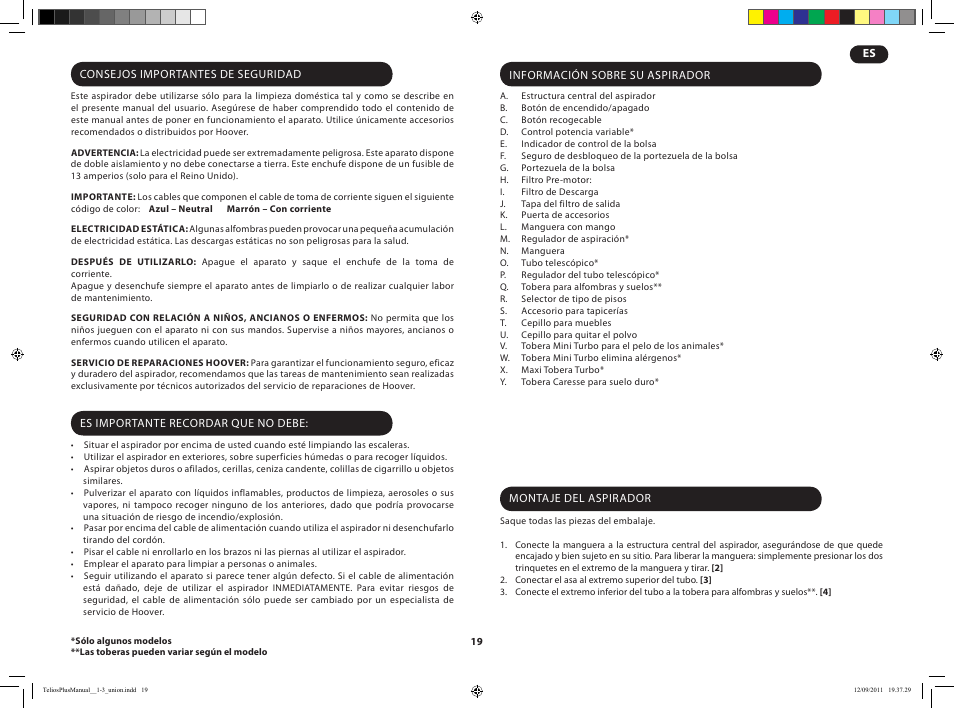 Hoover TELIOS PLUS TTE 2304 019 User Manual | Page 21 / 56