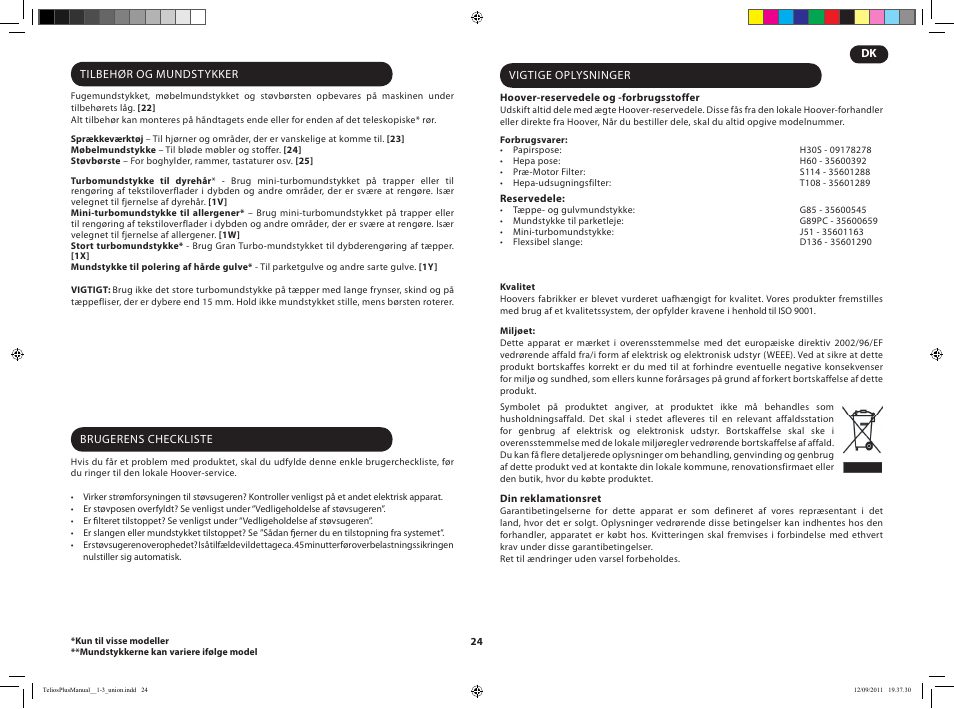 Hoover TELIOS PLUS TTE 2304 019 User Manual | Page 26 / 56