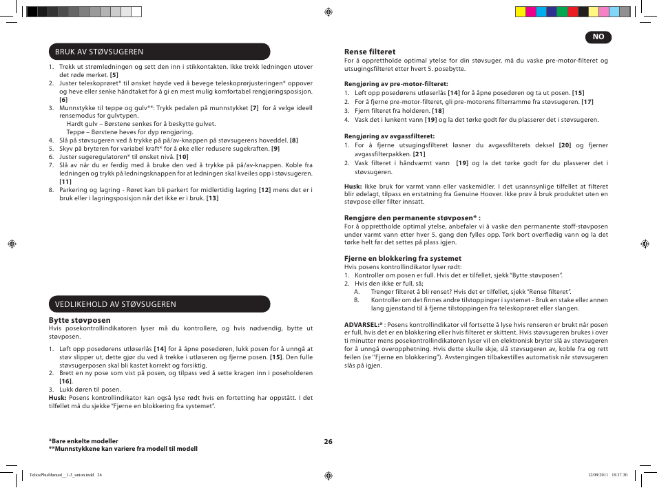 Hoover TELIOS PLUS TTE 2304 019 User Manual | Page 28 / 56