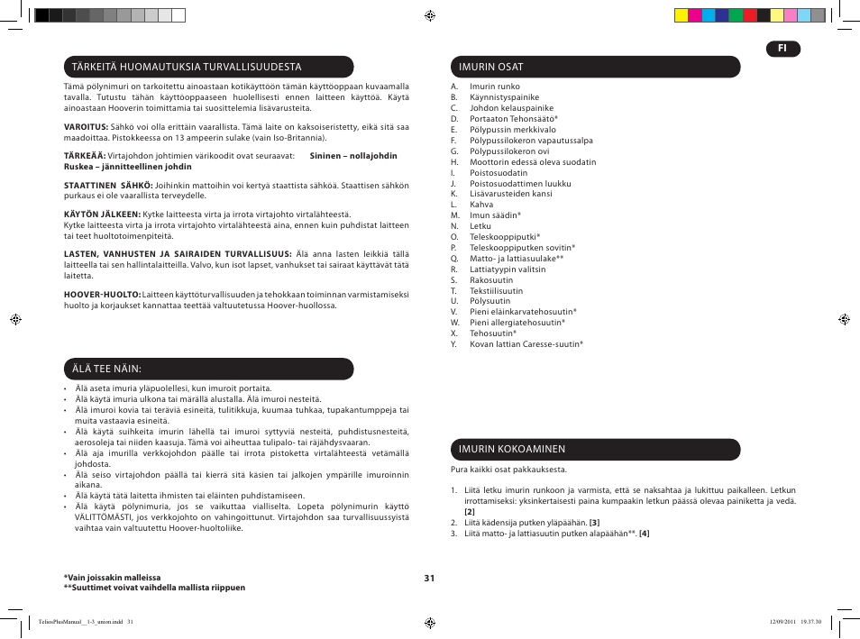 Hoover TELIOS PLUS TTE 2304 019 User Manual | Page 33 / 56