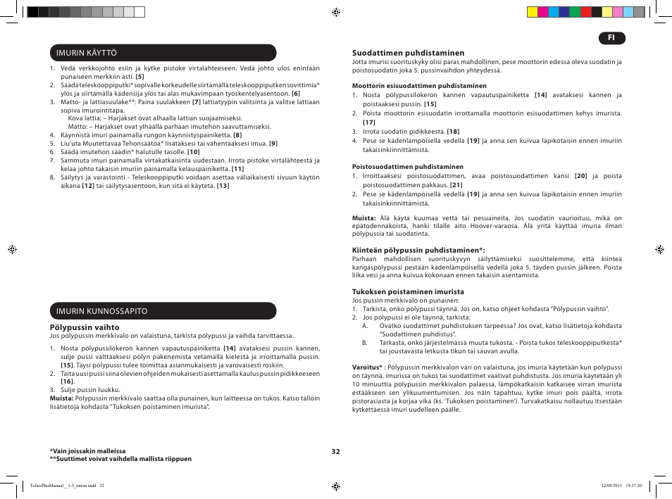 Hoover TELIOS PLUS TTE 2304 019 User Manual | Page 34 / 56