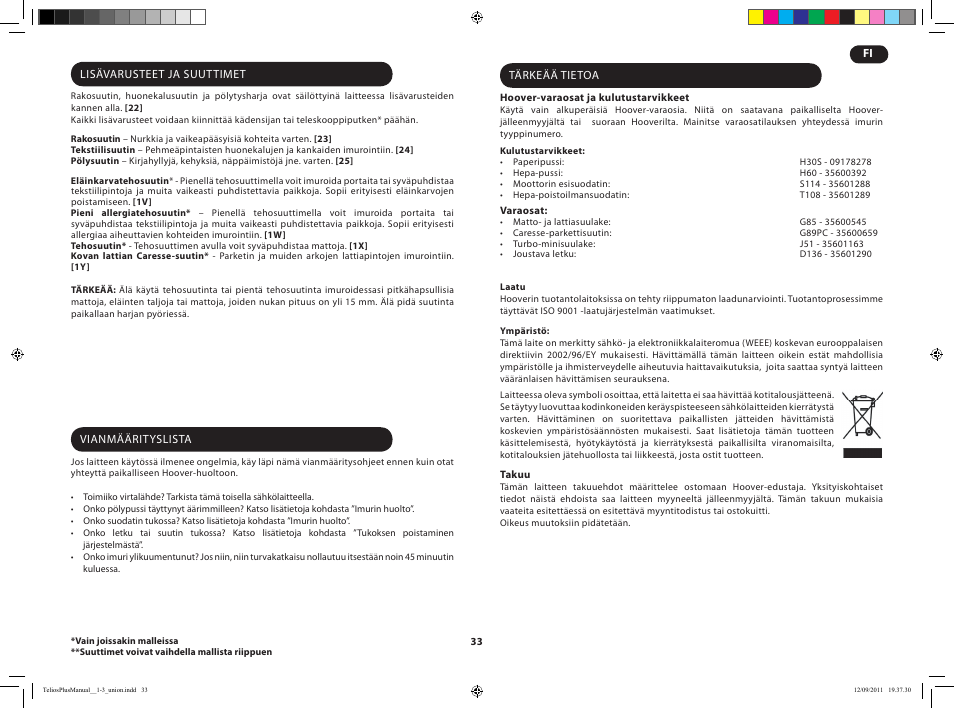 Hoover TELIOS PLUS TTE 2304 019 User Manual | Page 35 / 56