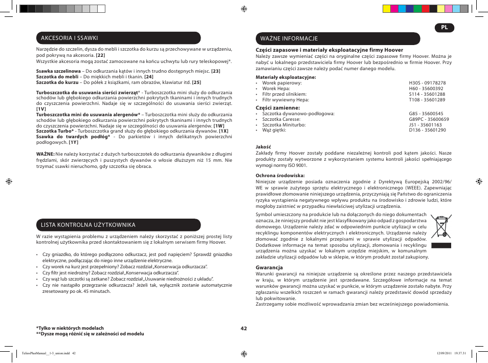 Hoover TELIOS PLUS TTE 2304 019 User Manual | Page 44 / 56