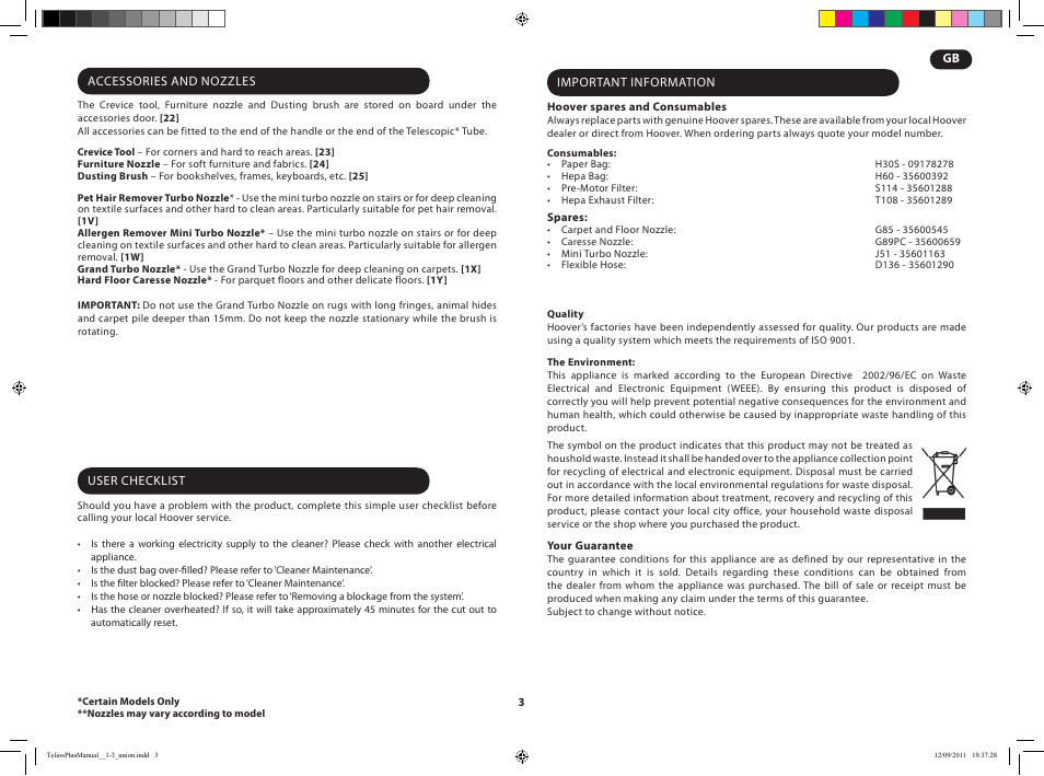 Hoover TELIOS PLUS TTE 2304 019 User Manual | Page 5 / 56