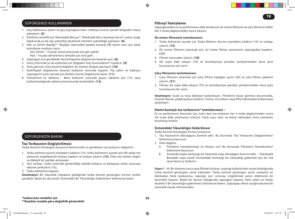 Hoover TELIOS PLUS TTE 2304 019 User Manual | Page 52 / 56