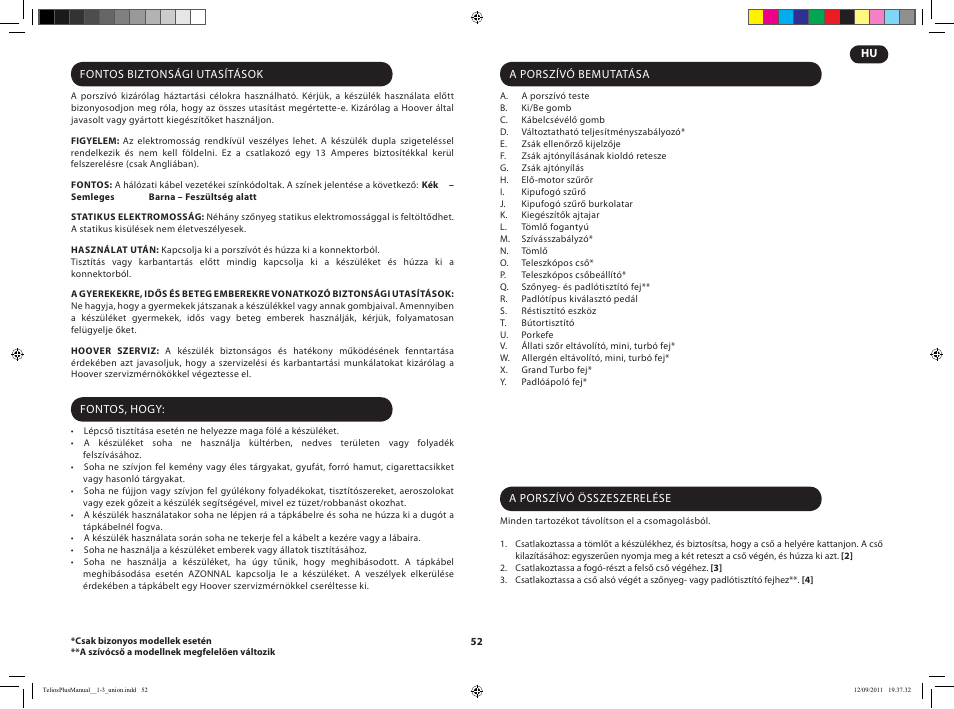 Hoover TELIOS PLUS TTE 2304 019 User Manual | Page 54 / 56