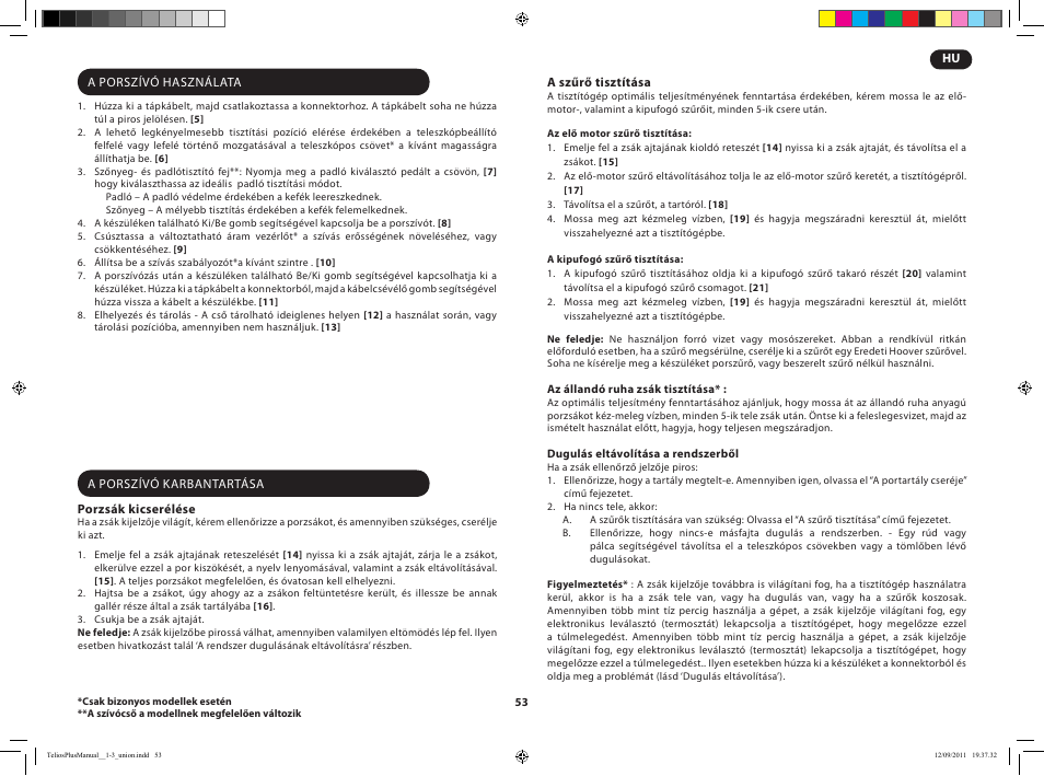Hoover TELIOS PLUS TTE 2304 019 User Manual | Page 55 / 56