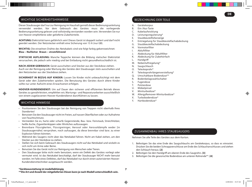 Hoover TELIOS PLUS TTE 2304 019 User Manual | Page 9 / 56