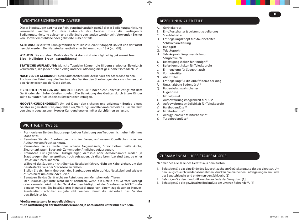 Hoover MISTRAL-TMI1815 019 User Manual | Page 11 / 71