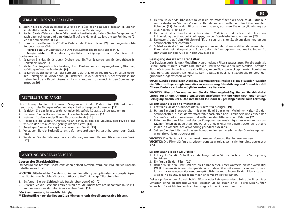 Hoover MISTRAL-TMI1815 019 User Manual | Page 12 / 71