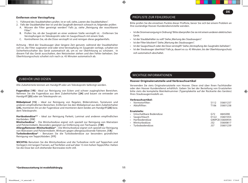 Hoover MISTRAL-TMI1815 019 User Manual | Page 13 / 71