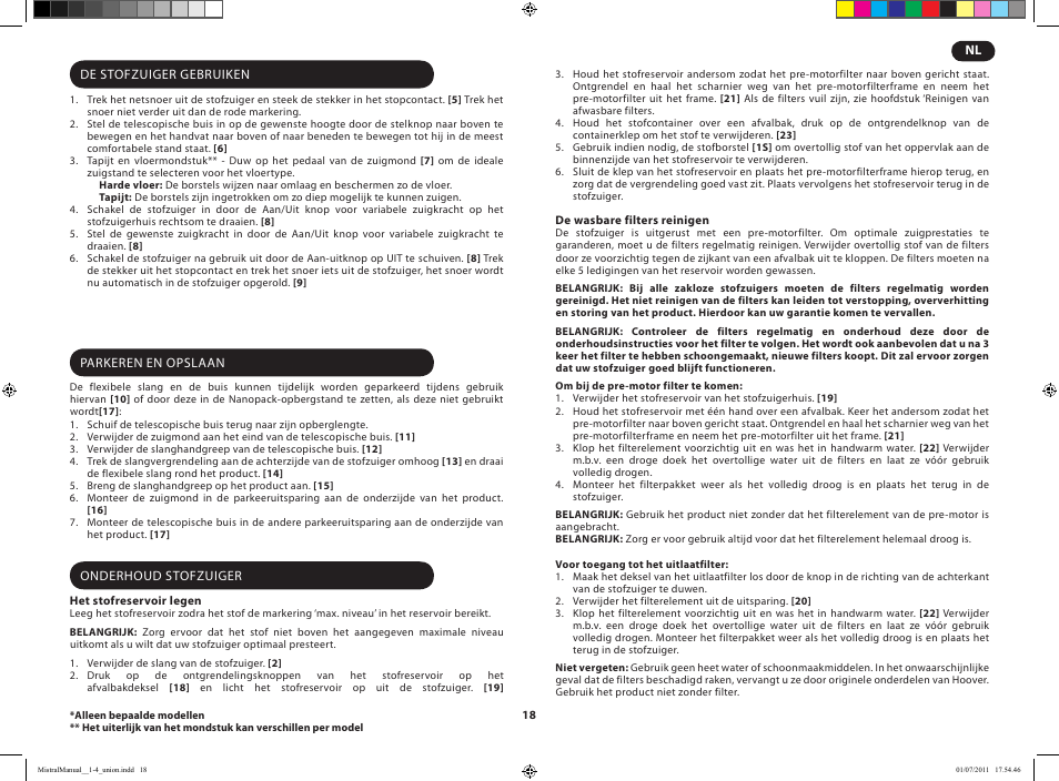 Hoover MISTRAL-TMI1815 019 User Manual | Page 20 / 71