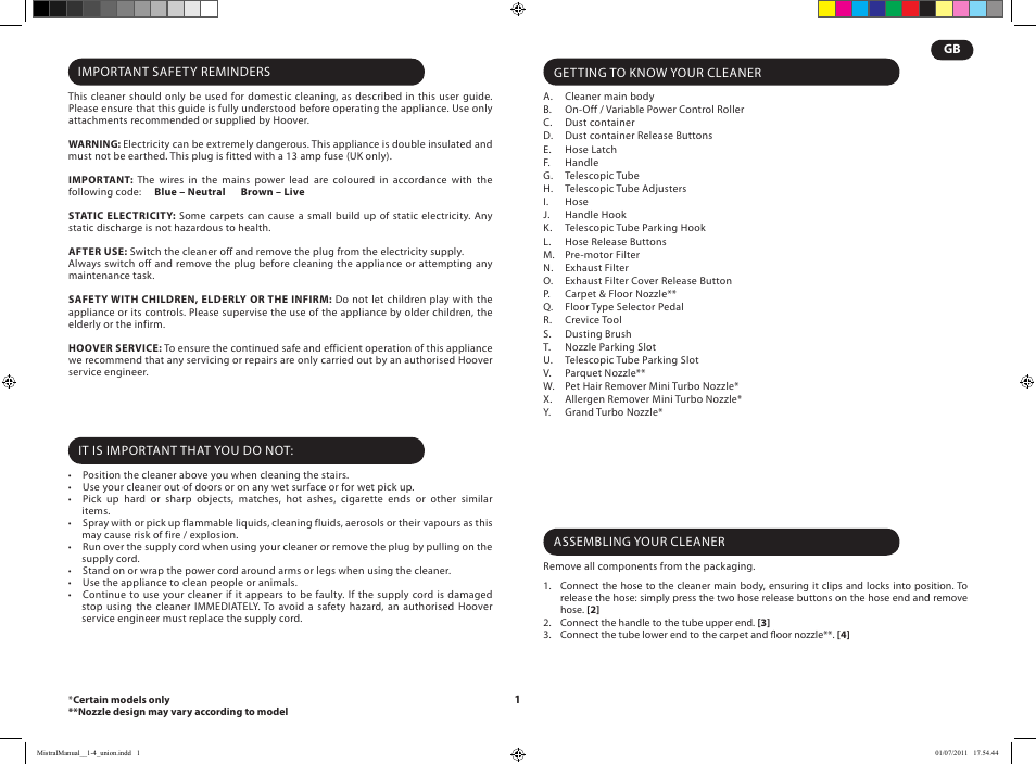 Hoover MISTRAL-TMI1815 019 User Manual | Page 3 / 71