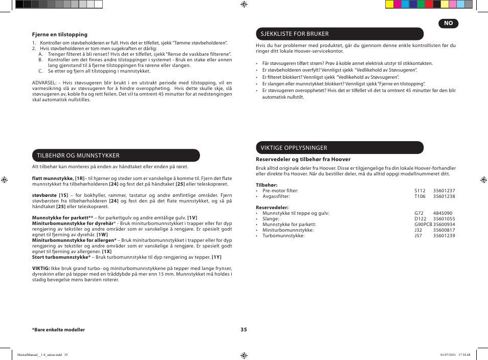 Hoover MISTRAL-TMI1815 019 User Manual | Page 37 / 71