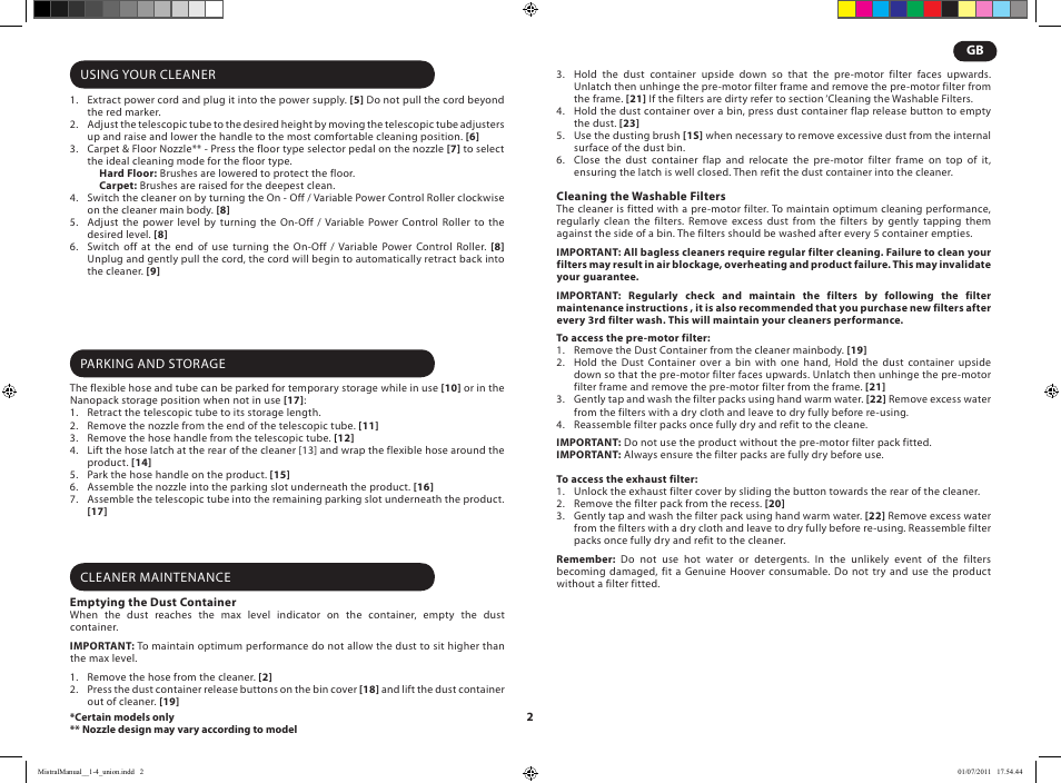 Hoover MISTRAL-TMI1815 019 User Manual | Page 4 / 71