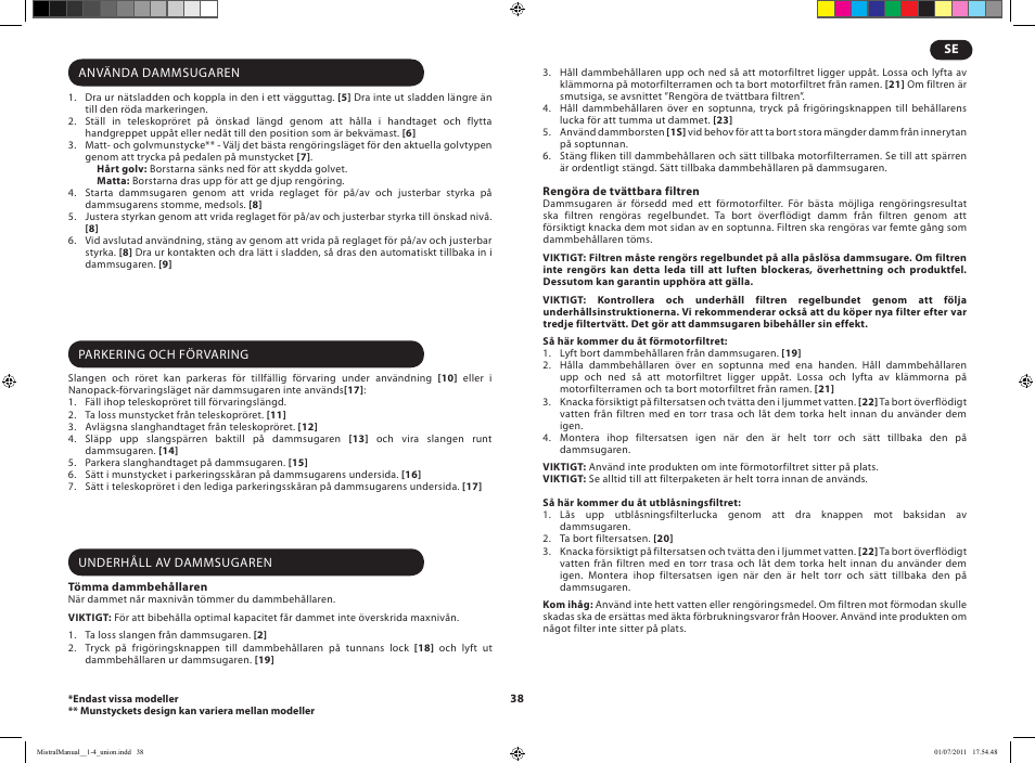 Hoover MISTRAL-TMI1815 019 User Manual | Page 40 / 71