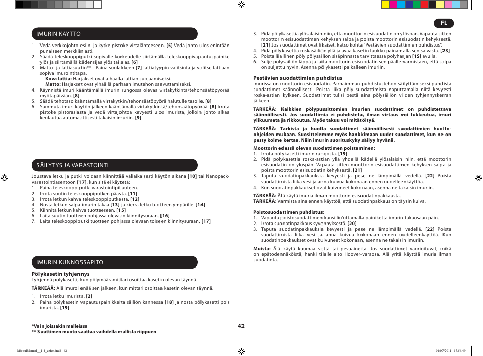 Hoover MISTRAL-TMI1815 019 User Manual | Page 44 / 71