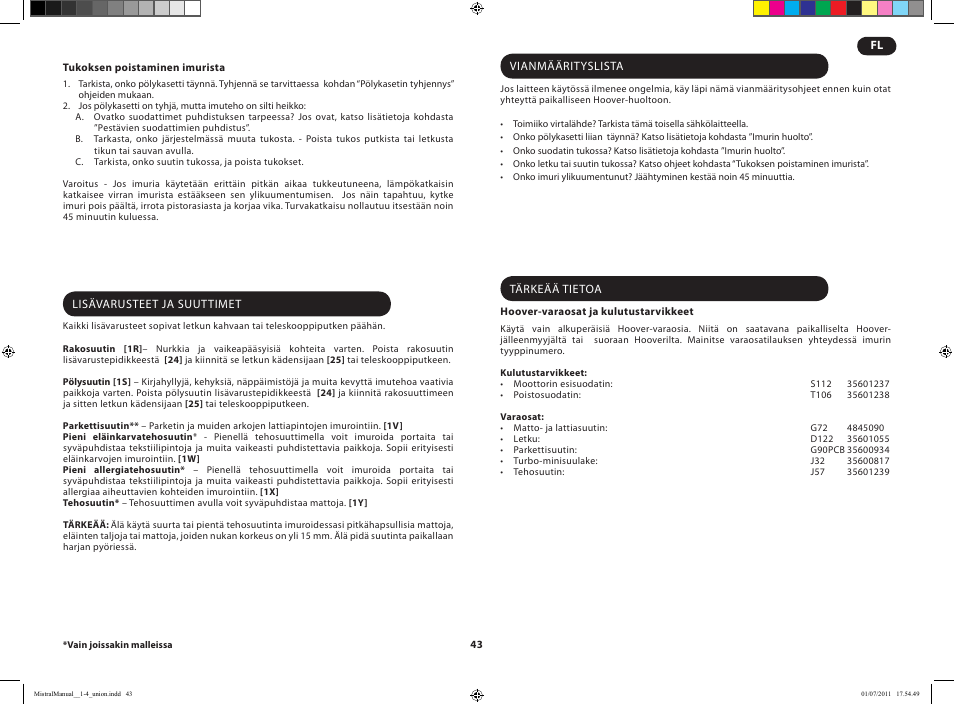 Hoover MISTRAL-TMI1815 019 User Manual | Page 45 / 71