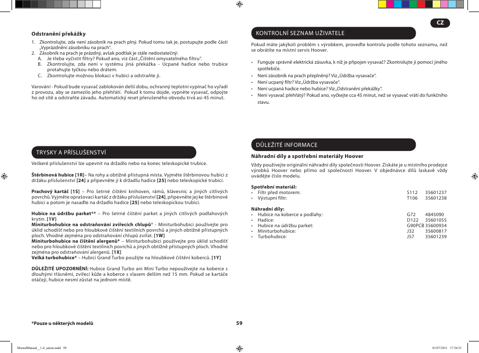 Hoover MISTRAL-TMI1815 019 User Manual | Page 61 / 71