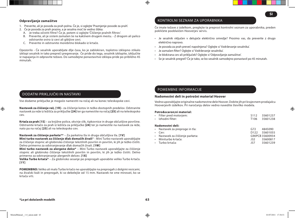 Hoover MISTRAL-TMI1815 019 User Manual | Page 65 / 71