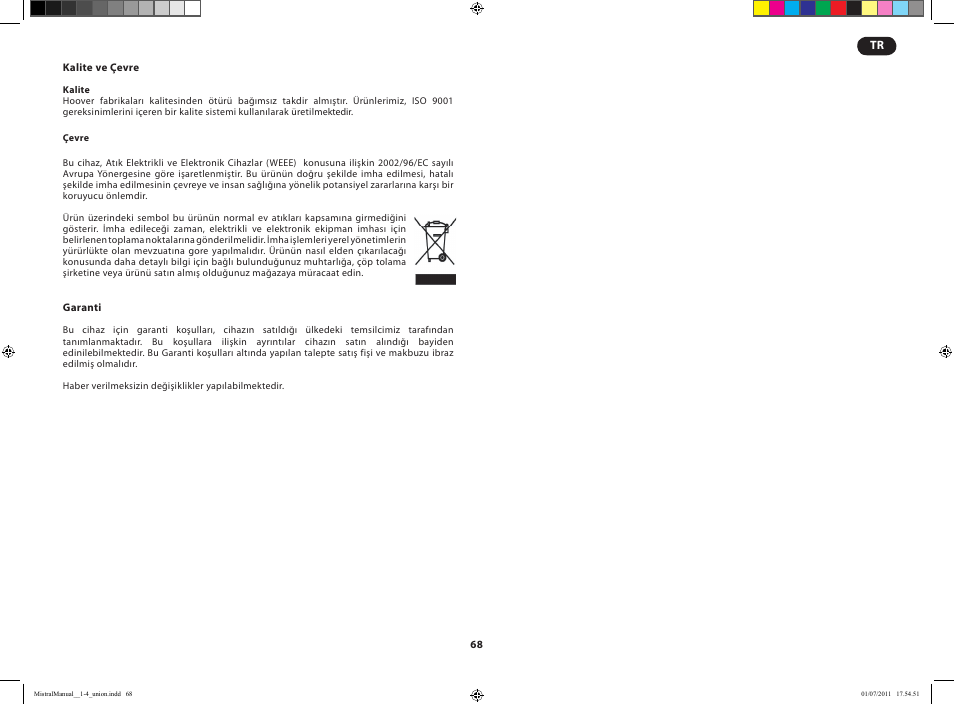 Hoover MISTRAL-TMI1815 019 User Manual | Page 70 / 71