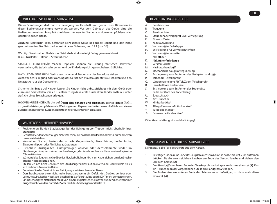 Hoover XARION PRO TXP User Manual | Page 11 / 66